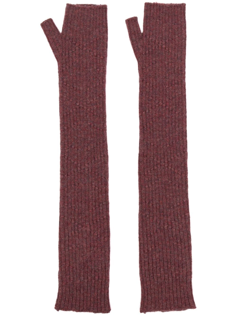 Barrie Fingerless Crochet Cashmere Gloves In Rot
