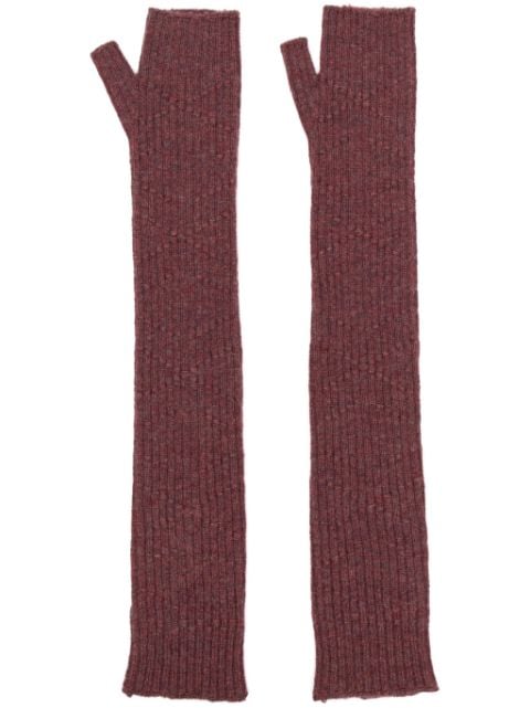 Barrie fingerless crochet cashmere gloves