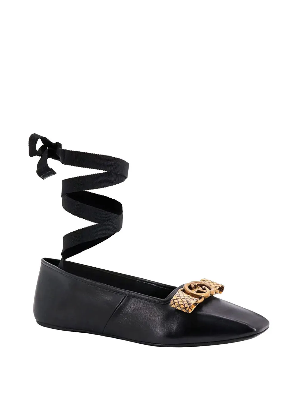 Gucci GG leren ballerina's - Zwart