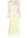 Self-Portrait bouclé chiffon midi dress - Yellow