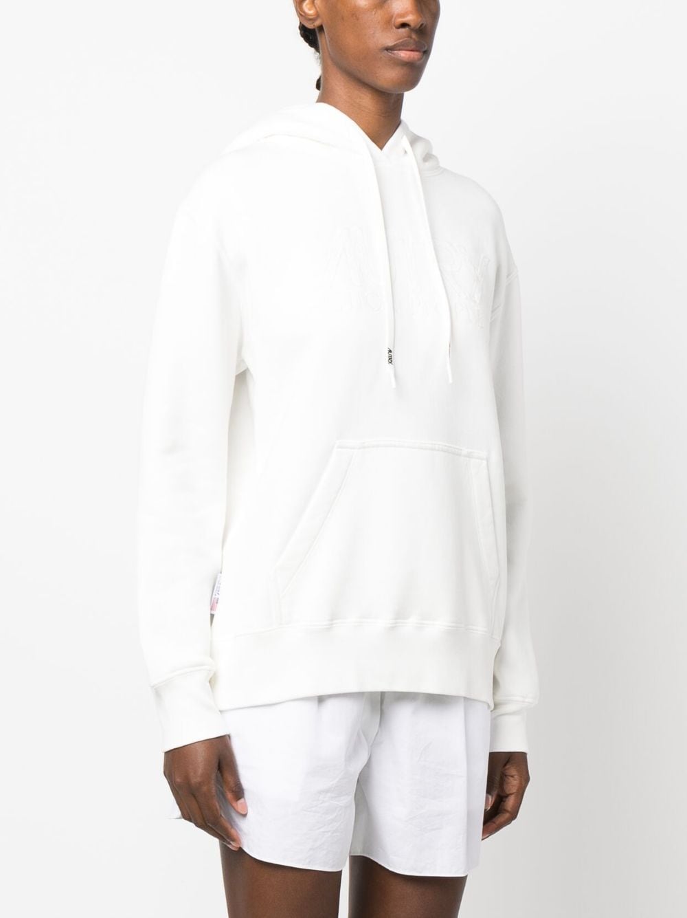 Shop Autry Logo-embroidered Cotton Hoodie In White