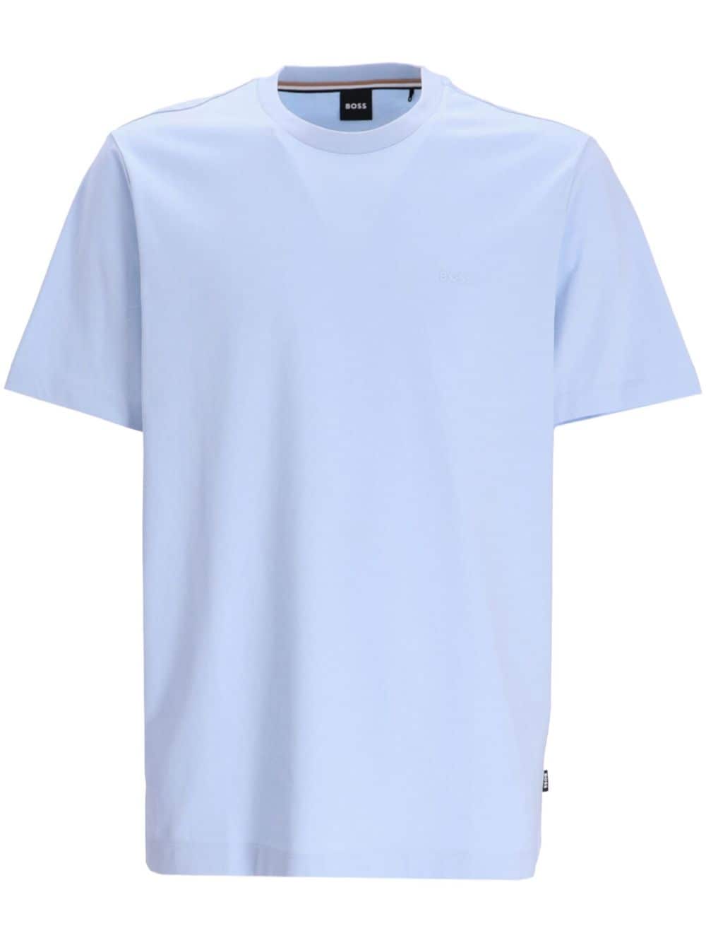 Hugo Boss Logo-embroidered Cotton T-shirt In Blue