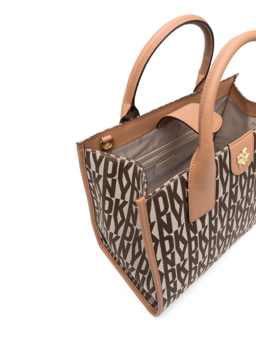 Dkny monogram-jacquard Leather Tote Bag - Brown