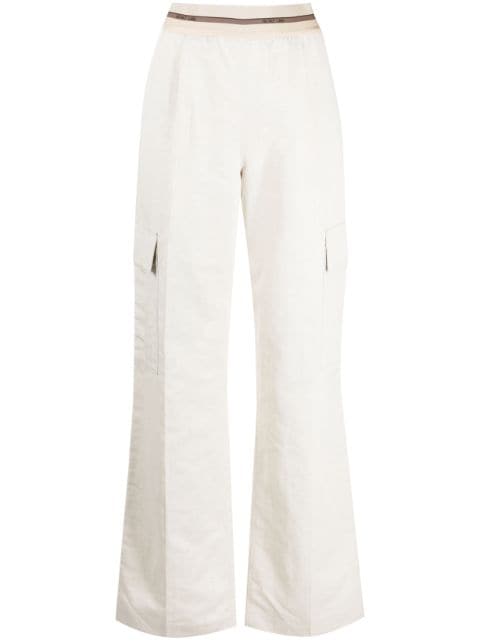Helmut Lang logo-waistband pleated cargo trousers
