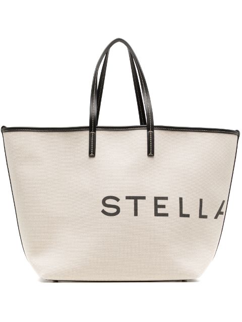Stella McCartney logo印花棉手提包