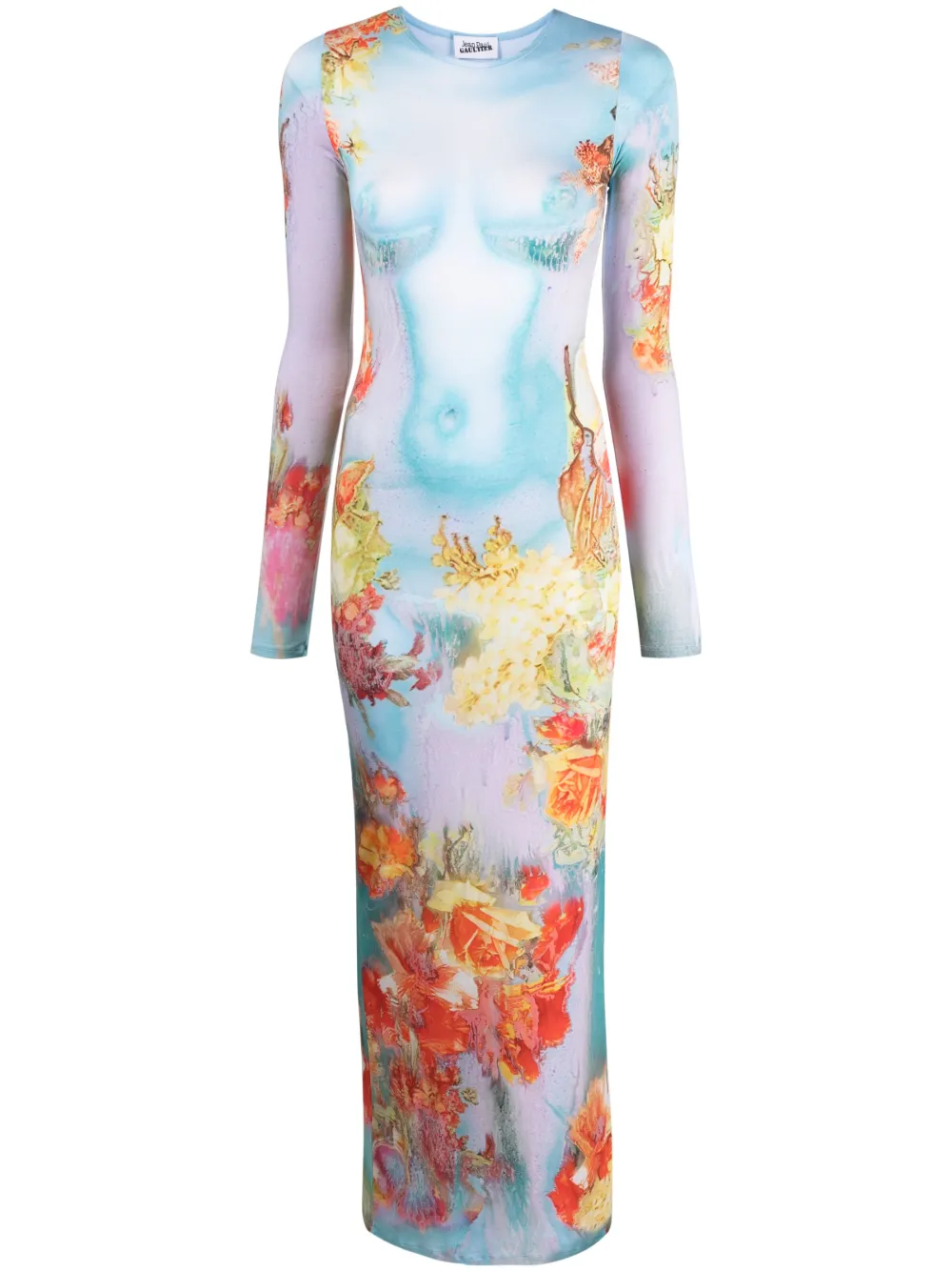 JEAN PAUL GAULTIER THE BLUE BODY FLOWER MAXI DRESS