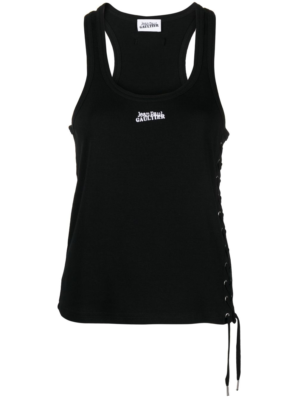 Jean Paul Gaultier logo-print lace-up cotton tank top - Black