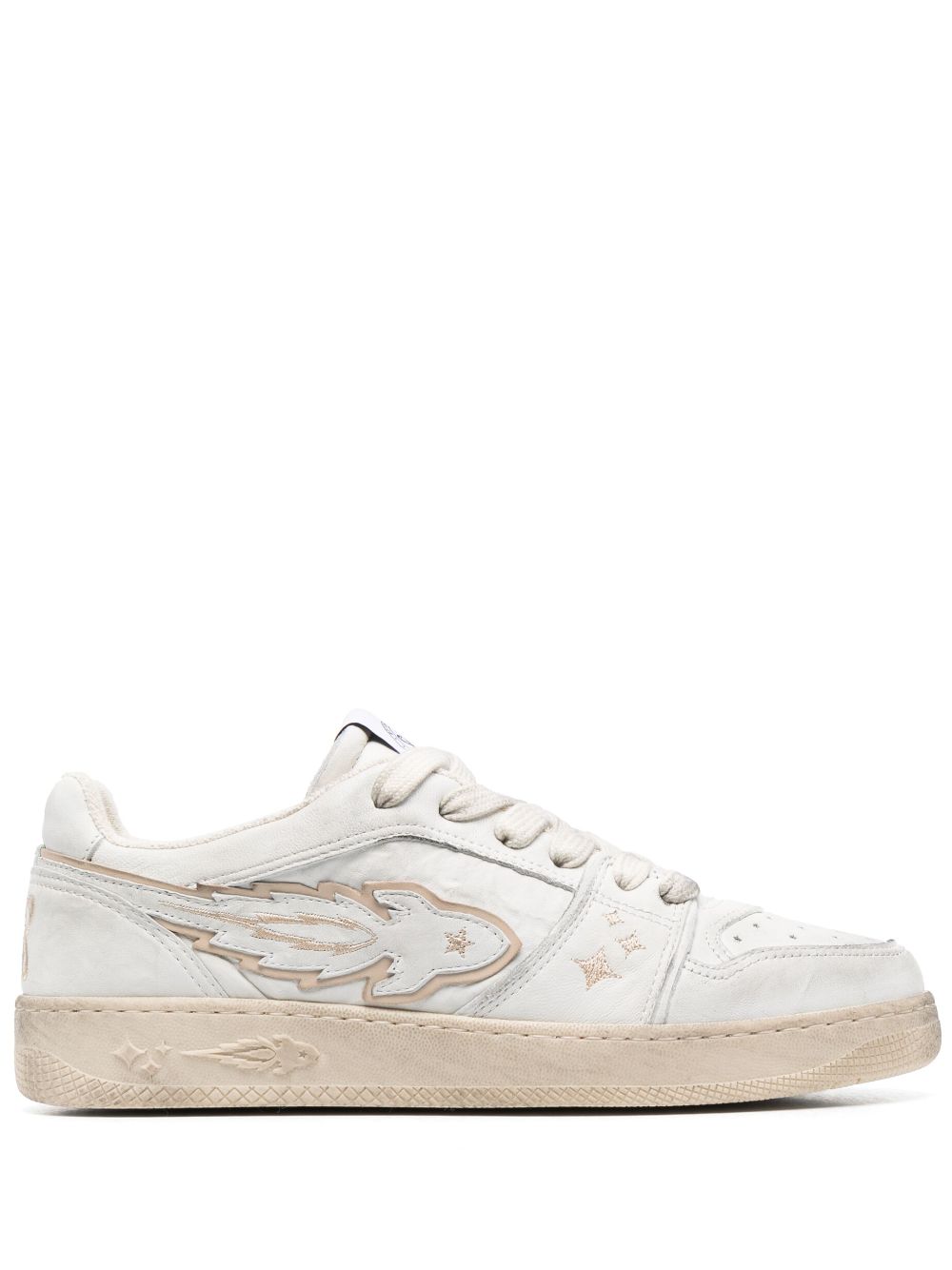 Shop Enterprise Japan Logo-patch Leather Sneakers In White