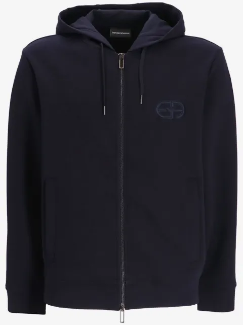 Emporio Armani hoodie con logo bordado y cierre