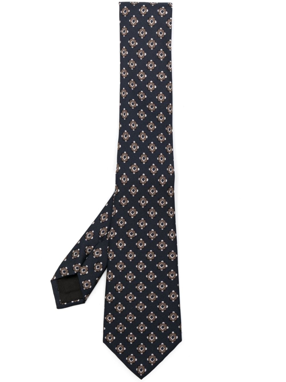 Giorgio Armani Geometric-pattern Silk Tie In Black