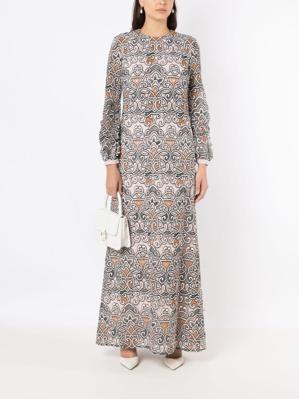 Olympiah Maxi-jurk met borduurwerk - Beige