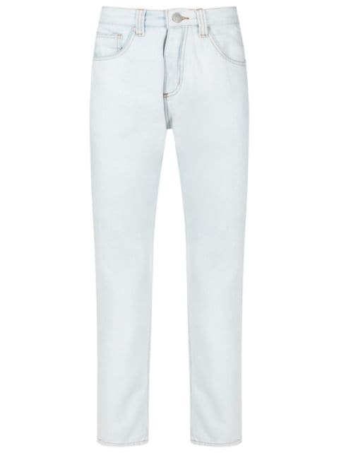 Handred logo-patch mid-rise straight-leg jeans