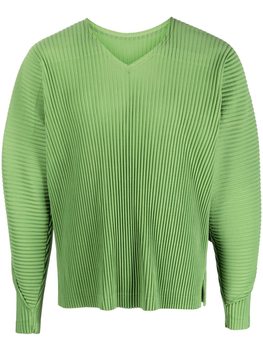 Issey Miyake Ribbed Long-sleeved Sweatshirt In Green