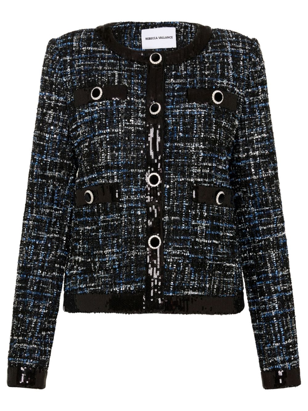 Rebecca Vallance Jacques tweed buttoned jacket Zwart