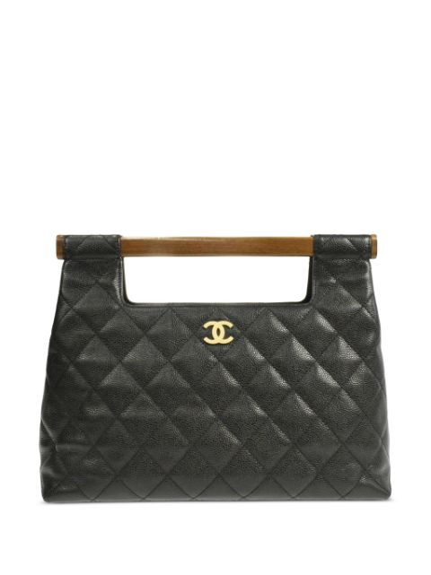 HOT SALE CHANEL 2003 wood handle CC handbag Women