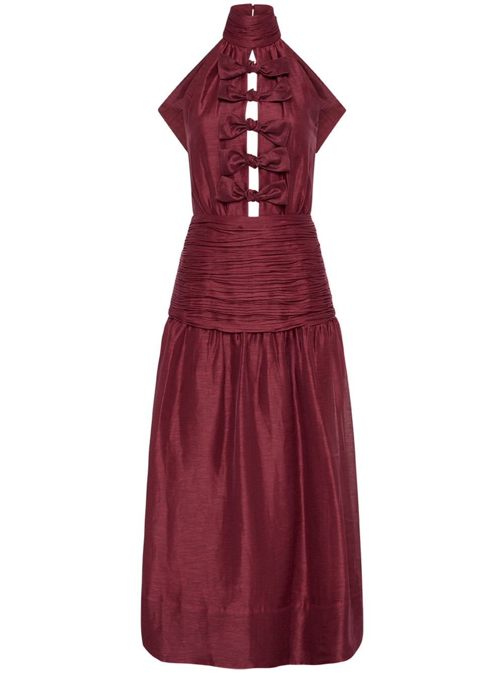 Shop Rebecca Vallance Bow-detail Midi Dress In Red