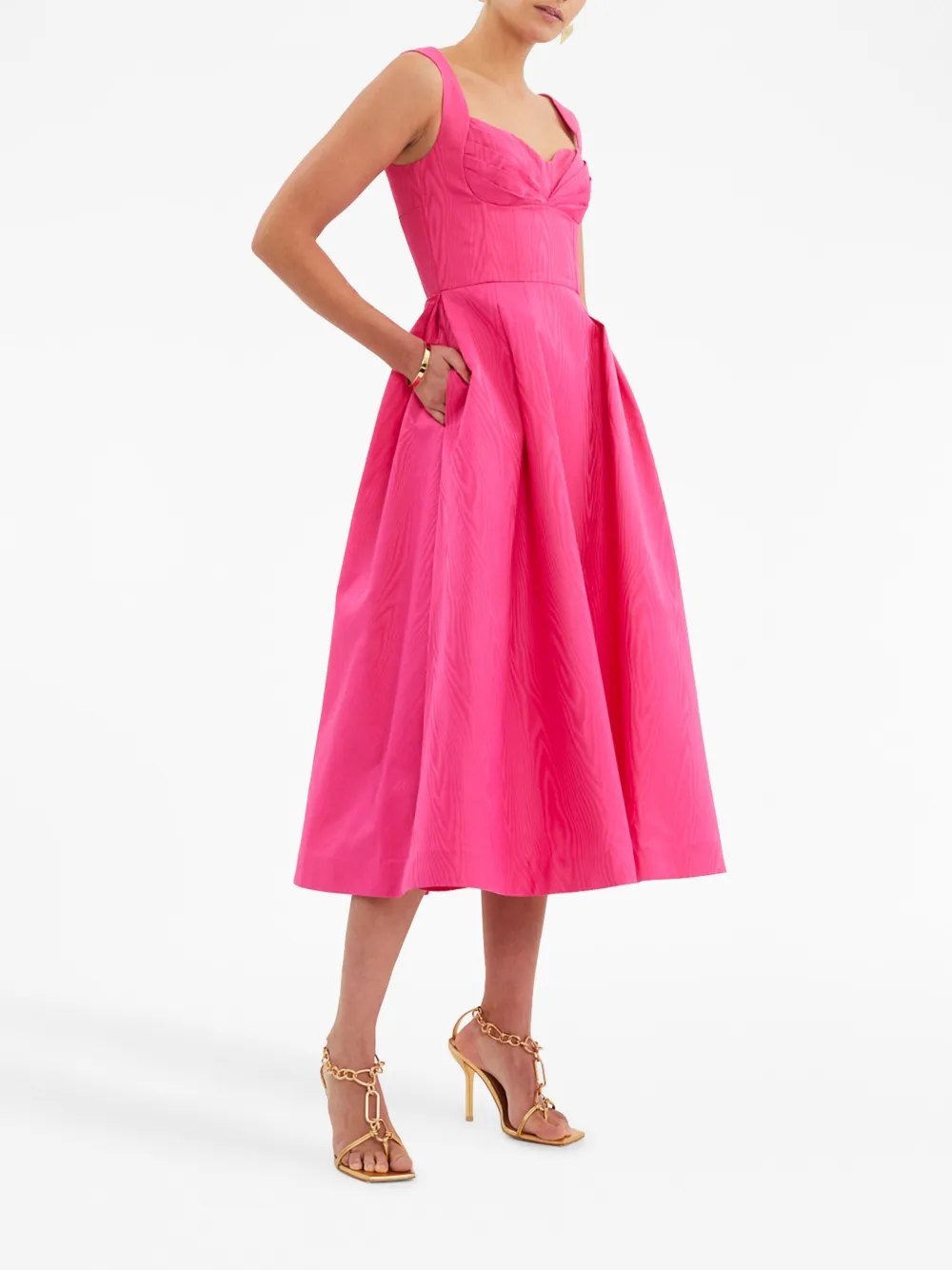 Rebecca Vallance Lyla taffeta midi-jurk - Roze