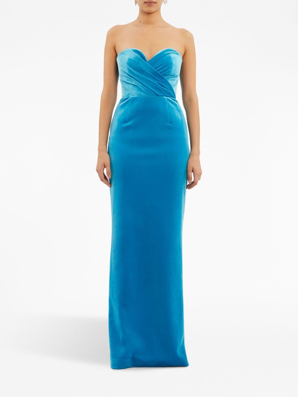 Shop Rebecca Vallance Bernardette Velvet-effect Gown In Blue