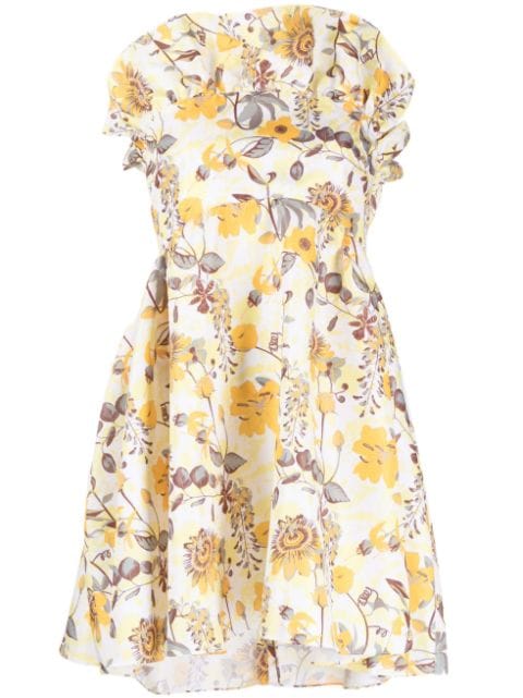 Kika Vargas Emily floral-print strapless dress