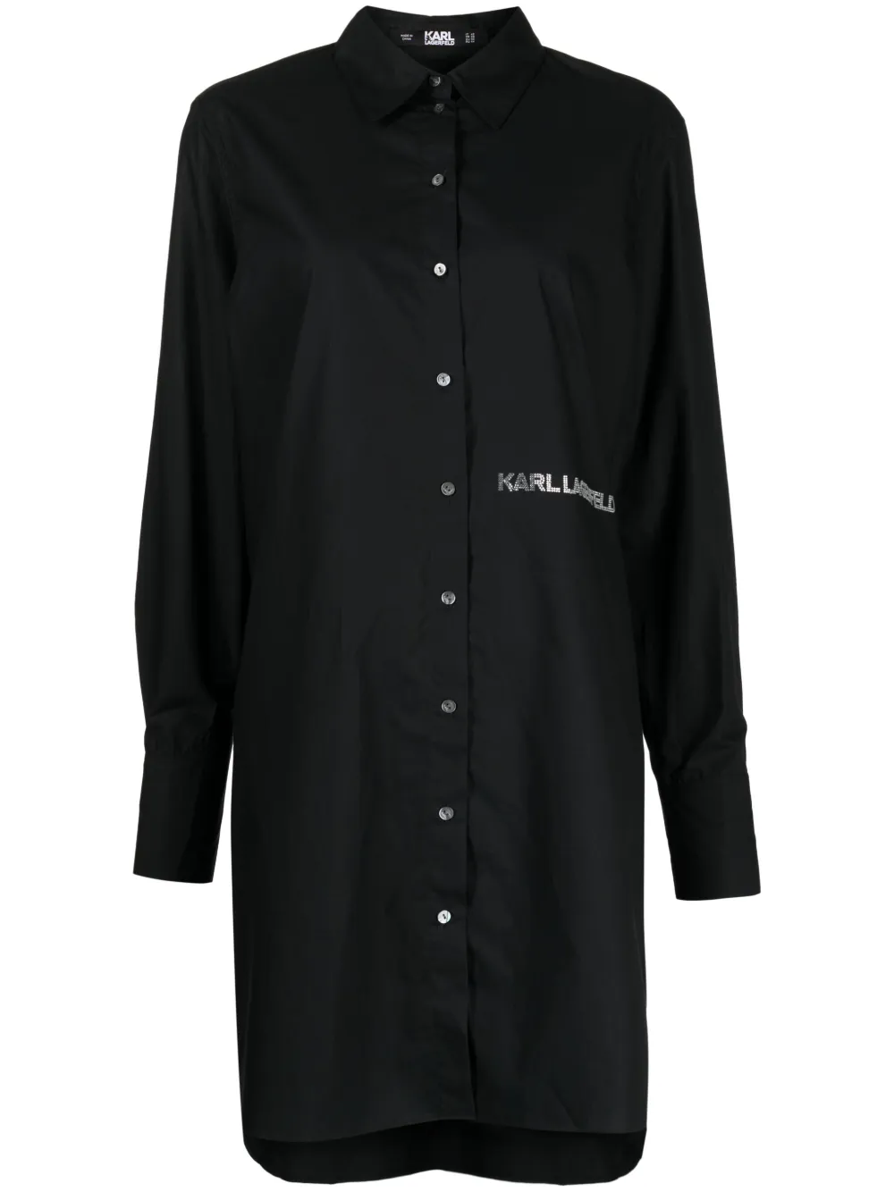 Karl Lagerfeld logo-embossed cotton shirt dress | Black | Image 1