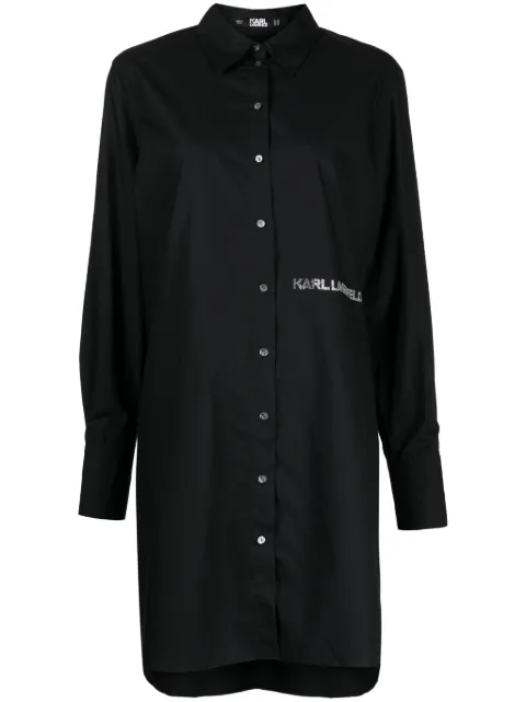Karl Lagerfeld logo-embossed cotton shirt dress