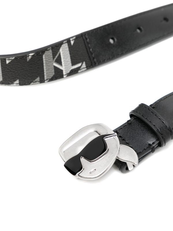 Karl Lagerfeld K/Ikonik Leather Medium Belt - Black for Women