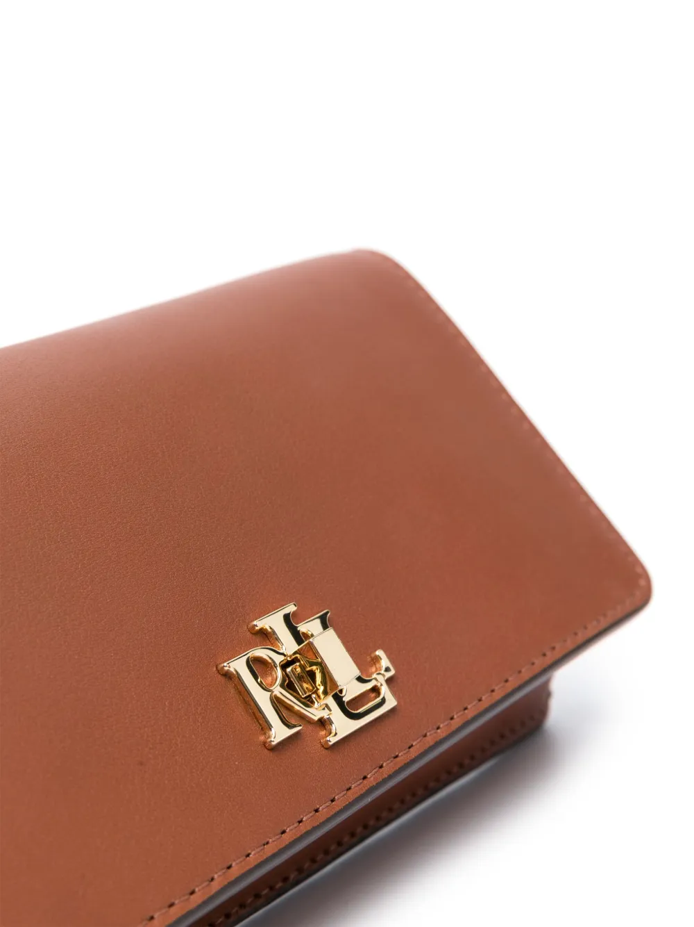 Lauren Ralph Lauren Leren crossbodytas met logo Bruin