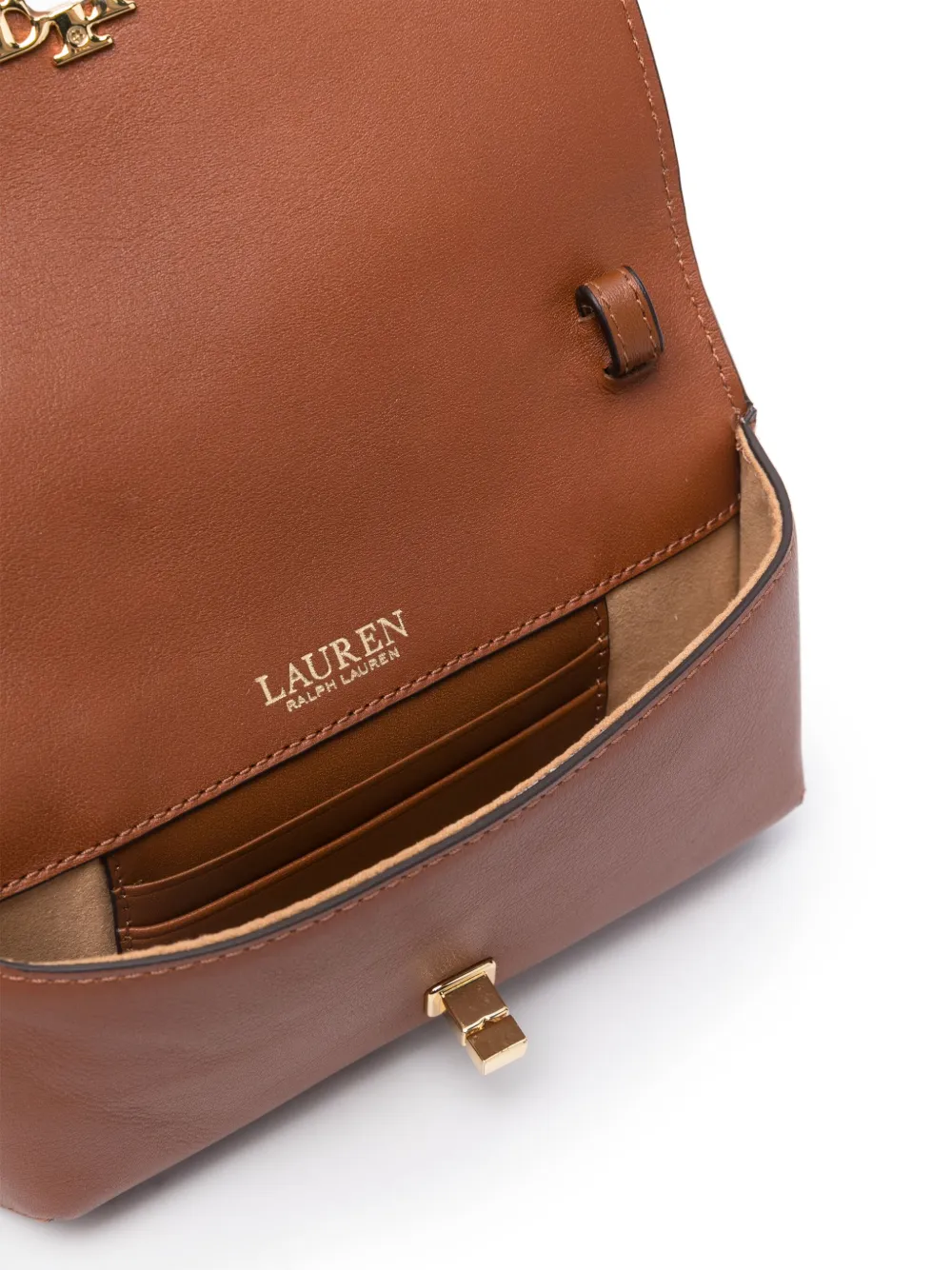 Lauren Ralph Lauren Leren crossbodytas met logo Bruin