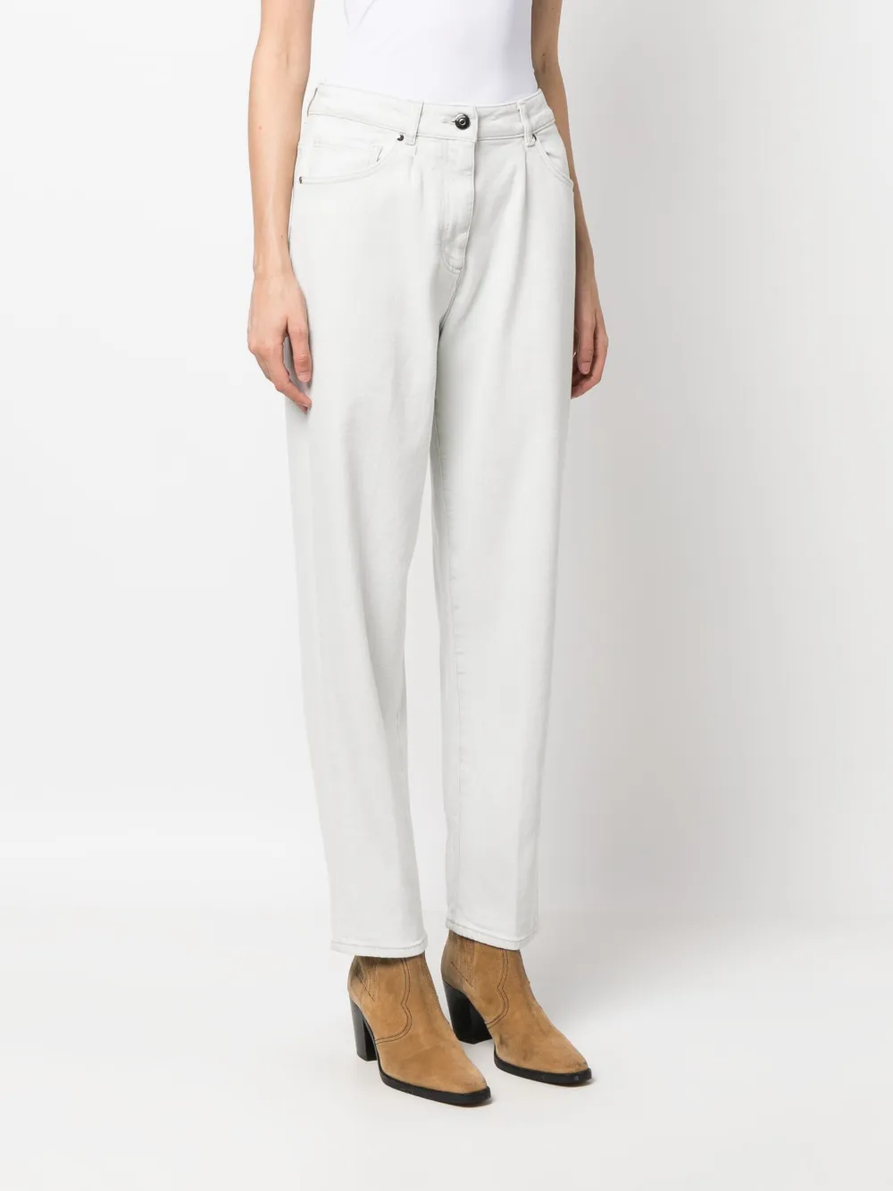  Peserico Light-wash Tapered-leg Jeans - Grey 