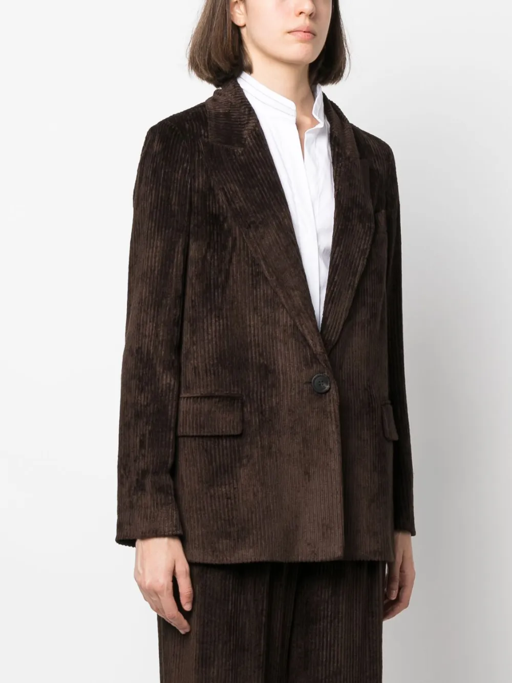  Peserico Tailored Corduroy Single-brested Blazer - Brown 
