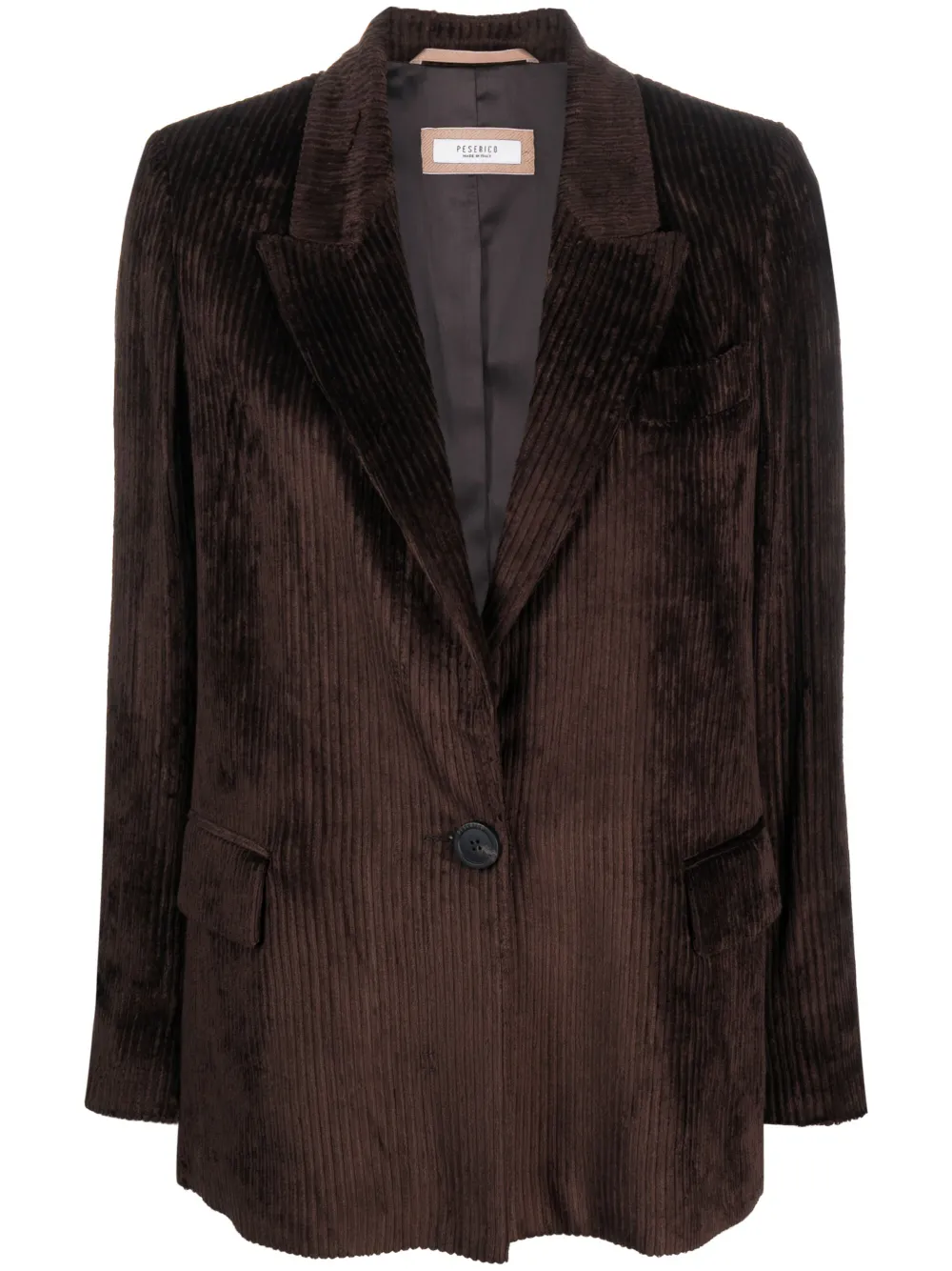 Peserico Tailored Corduroy Single-brested Blazer In Brown