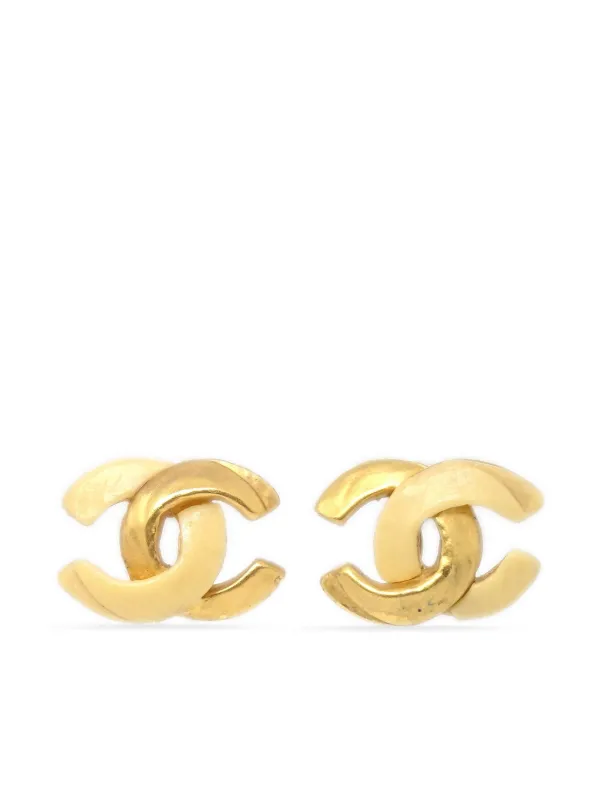 chanel earrings cc logo gold