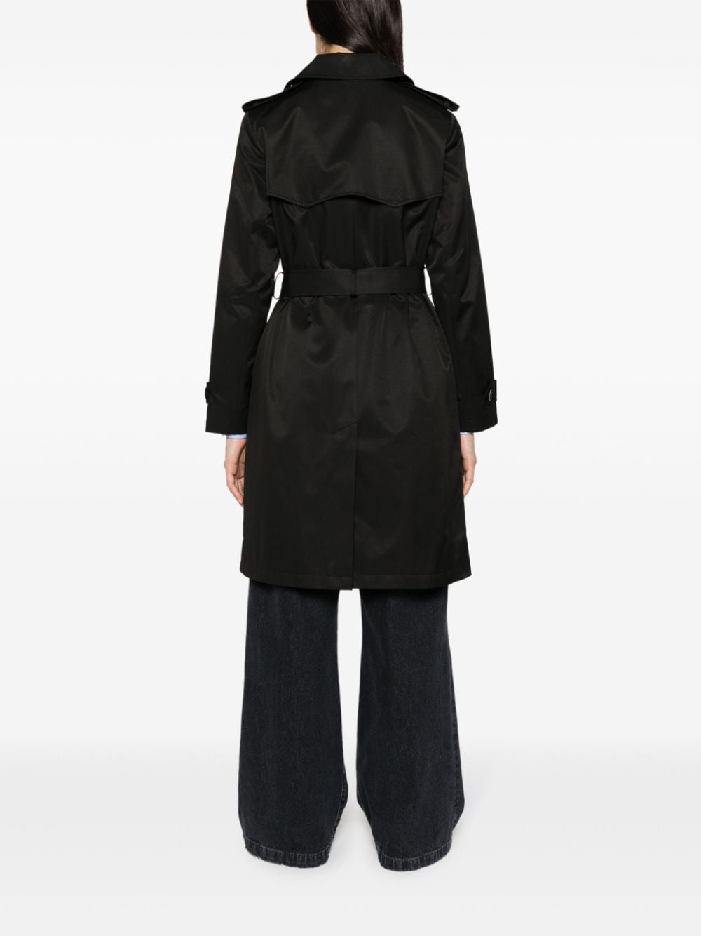 Shop Lauren Ralph Lauren Belted Double-breasted Trench Coat In Black