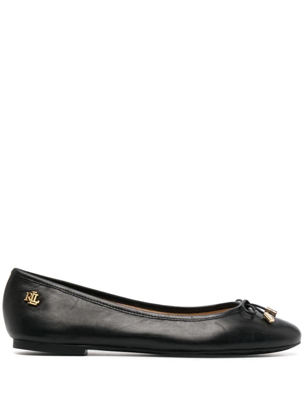 Lauren Ralph Lauren Jayna Leather Ballerina Shoes In Black