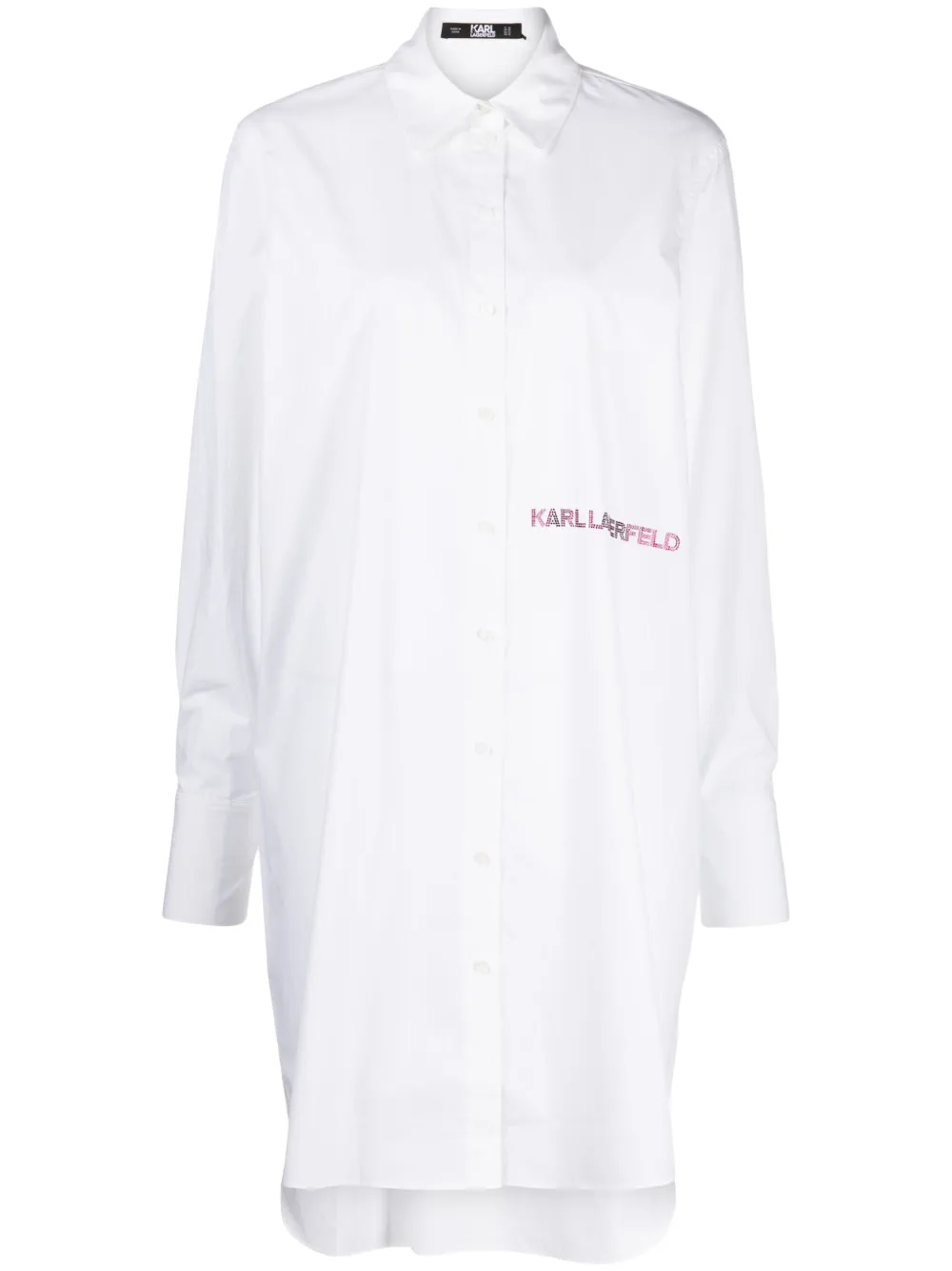logo-embossed cotton shirt dress