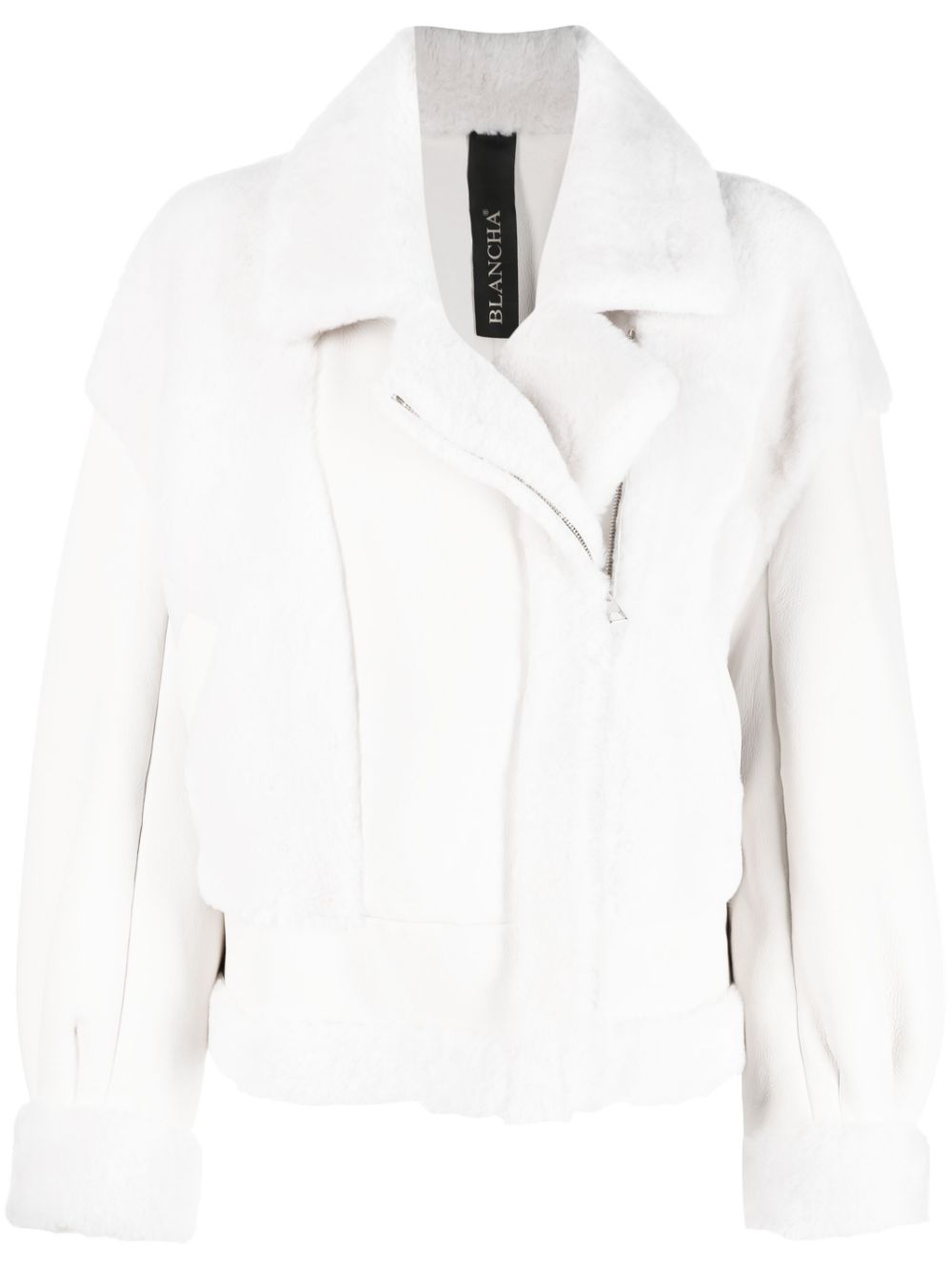 Blancha shearling-trim leather jacket - White