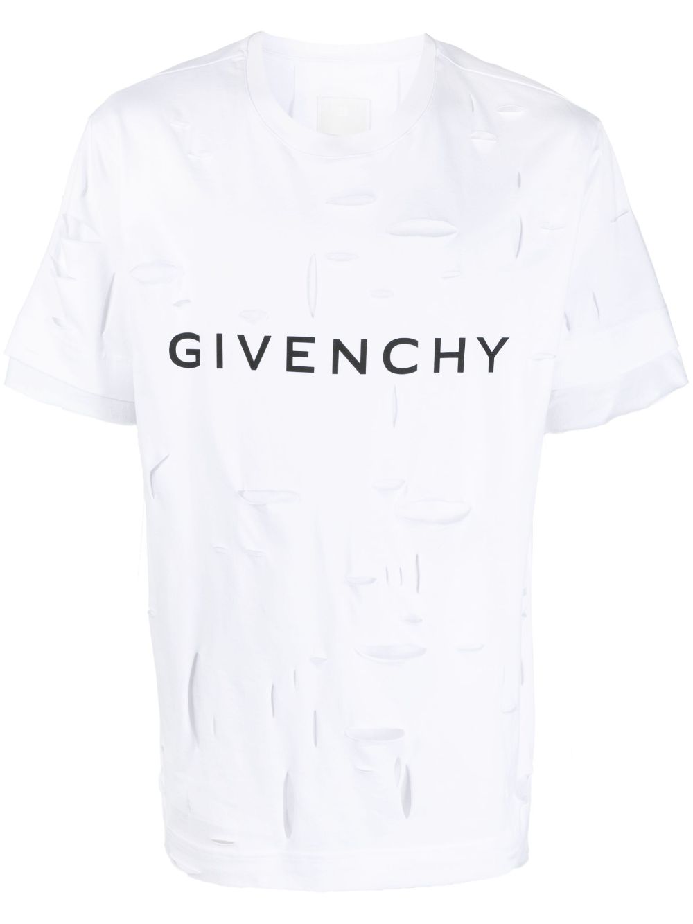 Givenchy Logo-print Distressed Cotton T-shirt In White
