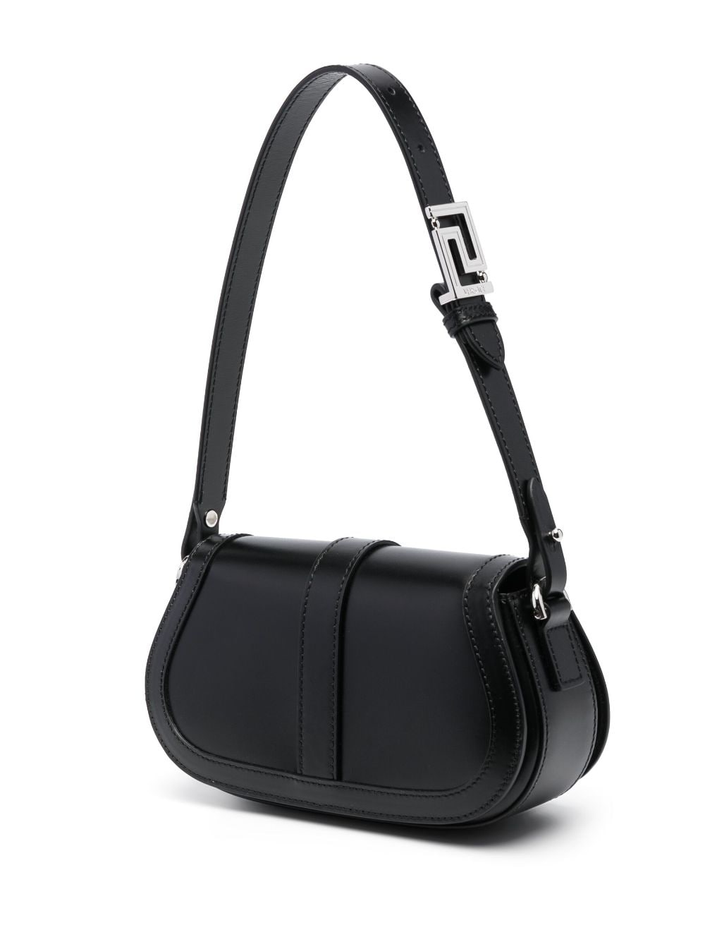 Shop Versace Mini Greca Goddess Shoulder Bag In Black