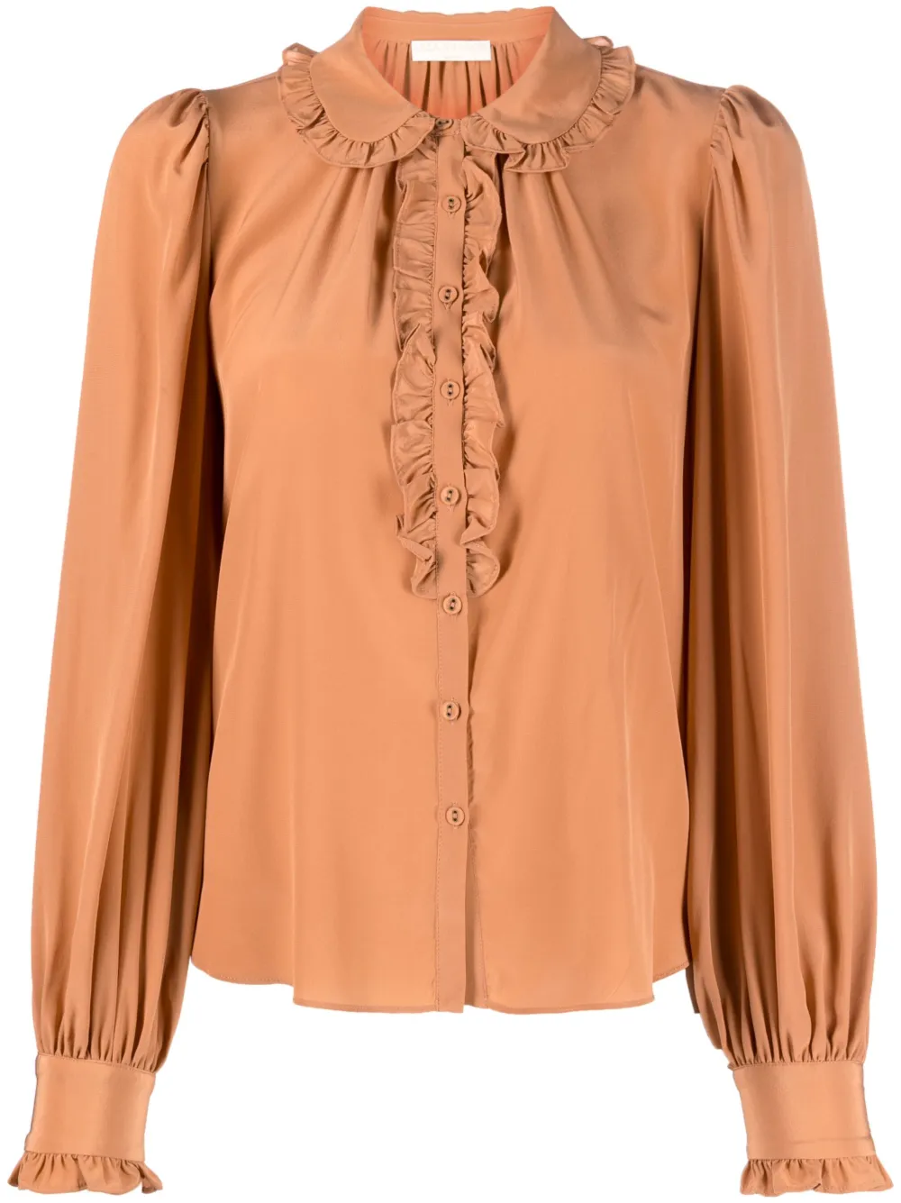 Ulla Johnson Philipa Ruffle Silk Blouse In Brown
