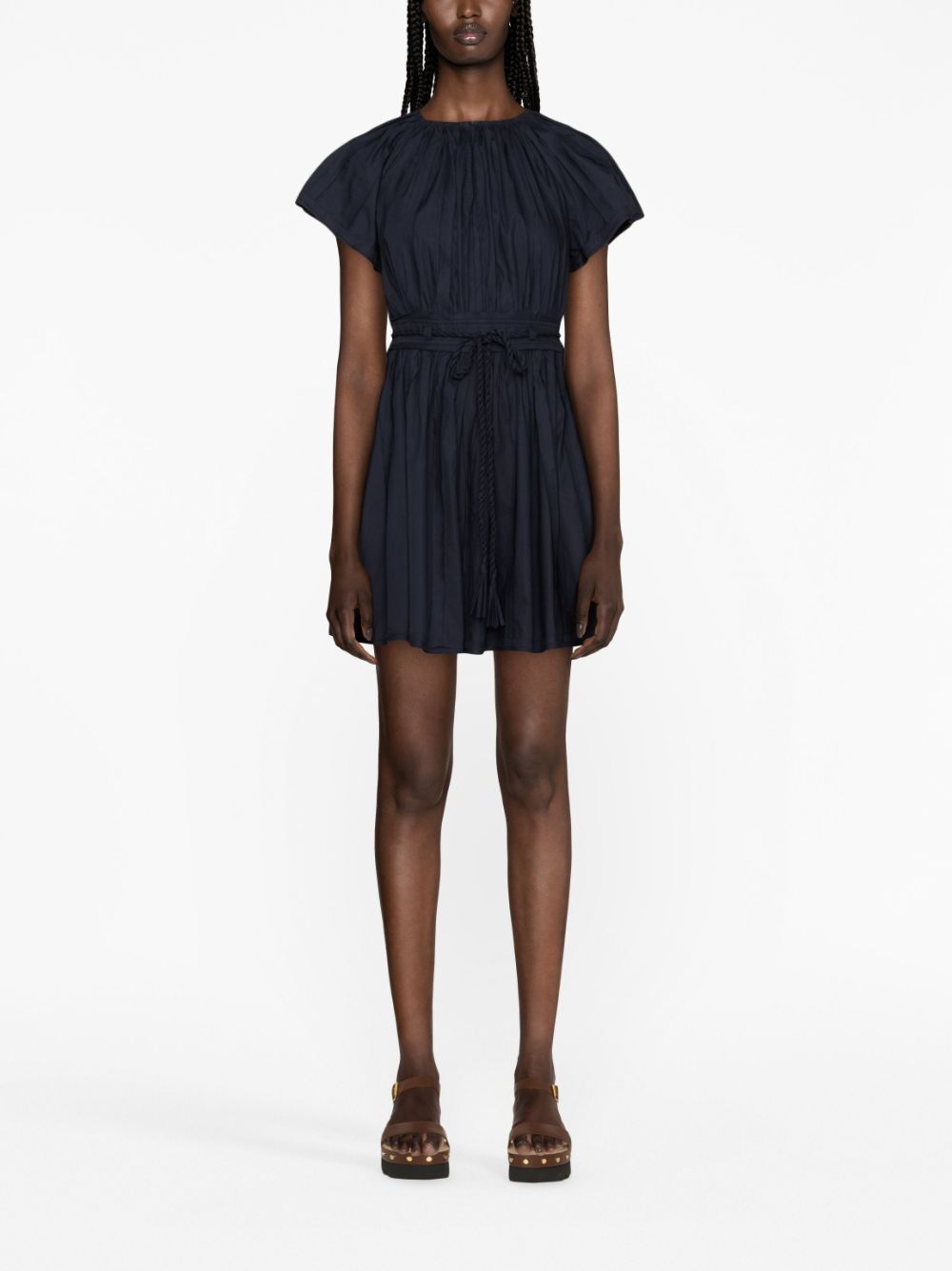 Ulla Johnson Jessa belted pleated minidress - Blauw