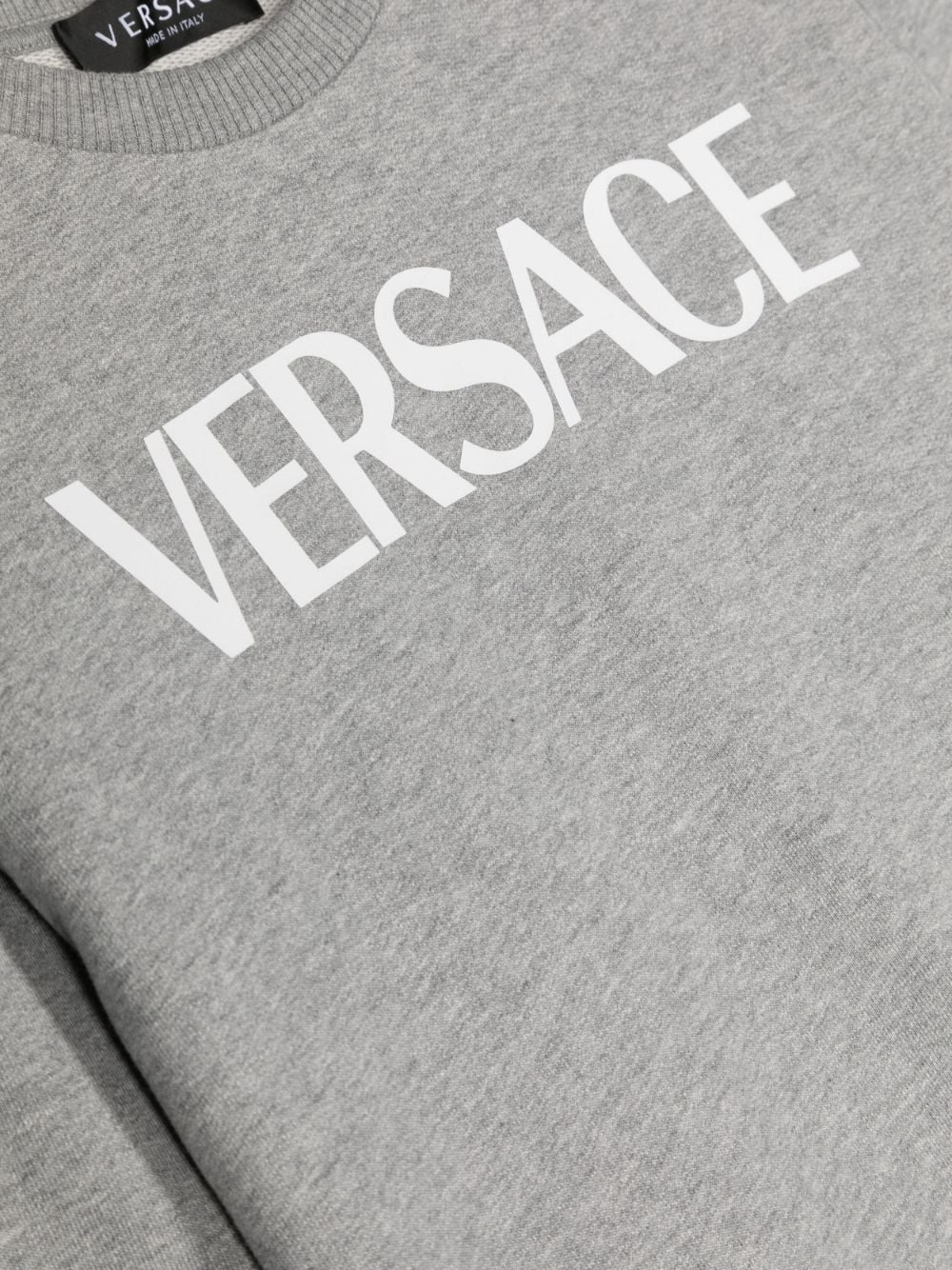 Shop Versace Logo-print Cotton Sweatshirt In Grau