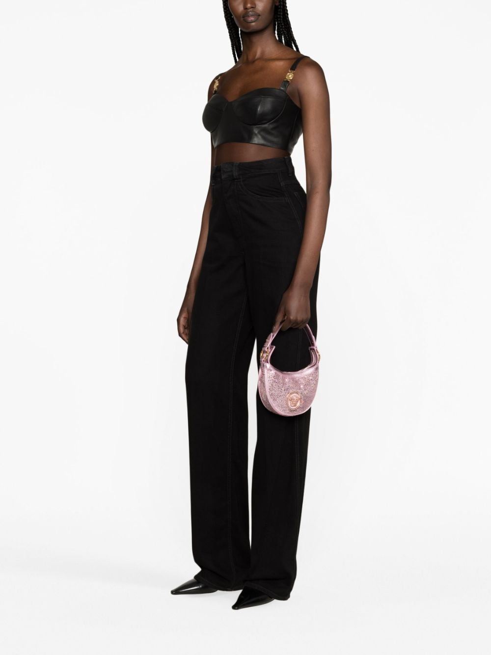 Versace x Dua Lipa Small Repeat Shoulder Bag - Black