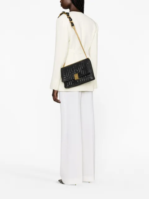 Balmain 1945 logo-embossed crossbody bag BN1BK779LNQD - 1