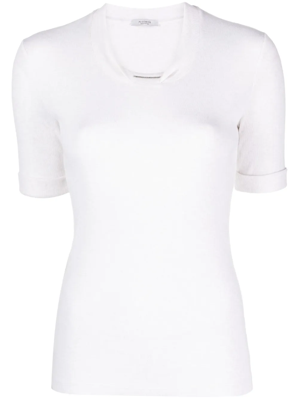 Peserico fine-ribbed short-sleeve top - Toni neutri
