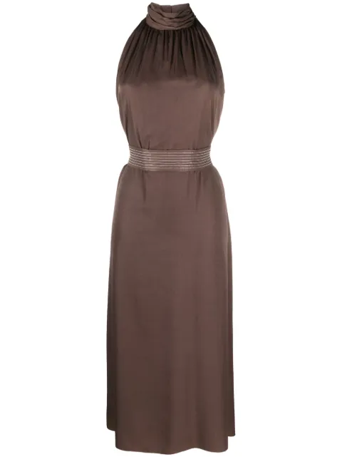 Peserico tied-waist high-neck dress