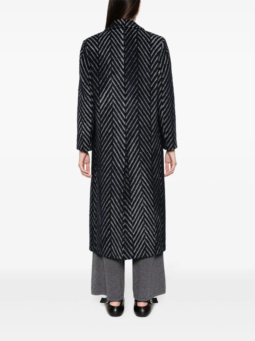 Peserico Chevron-knit Double-breasted Coat In Blue | ModeSens