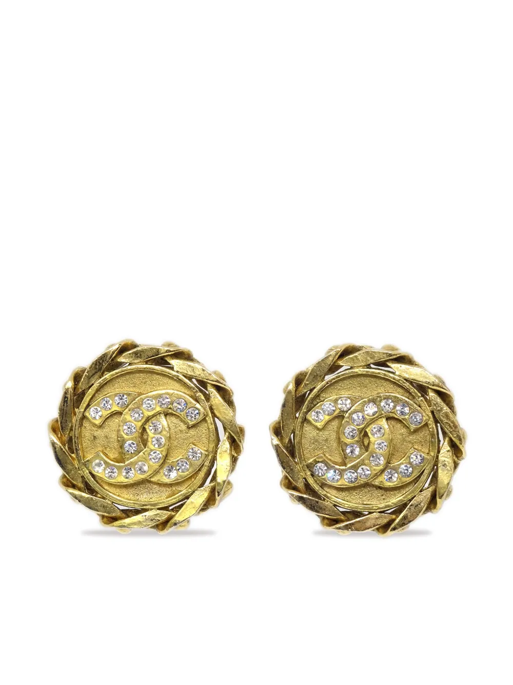 CHANEL Pre-Owned 1988 CC button clip-on earrings | Gold | Image 1