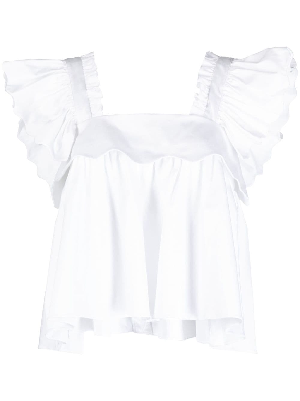 Kika Vargas Anais ruffle-detail stretch-cotton top - White