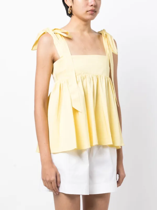 Kika Vargas Susan Sleeveless stretch-cotton Top | Yellow | FARFETCH HU