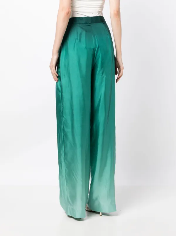 BLAMINK シルク　パンツ エメラルドグリーン　ブルー Oscar De La Renta グラデーション シルクワイドパンツ